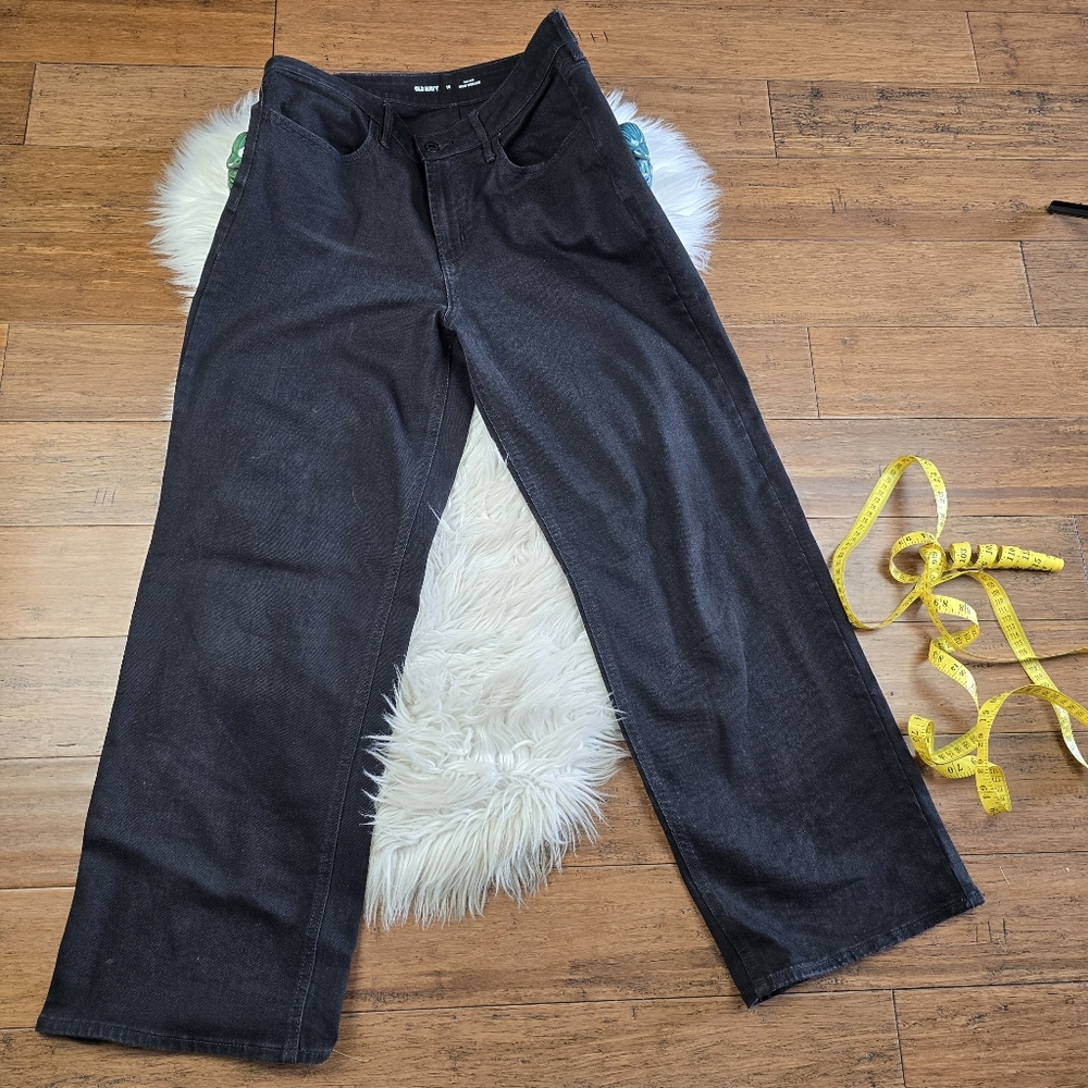 Old Navy High Rise Wow Wide Leg Black Jeans Size 14